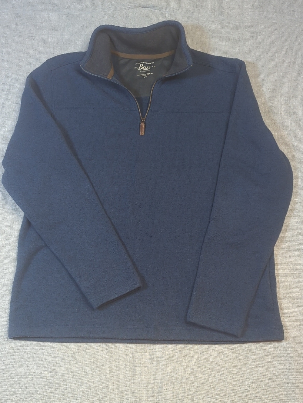 G.H. Bass & Co Quarter Zip‎ Pullover Blue Sweater Fleece L Performance Layer